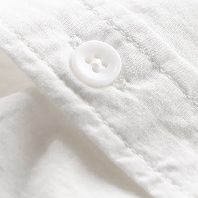 Buddha Stones Chemise d'été à manches courtes en coton pour homme, avec boutons, broderie d'oiseau et poche décorative. - image 8