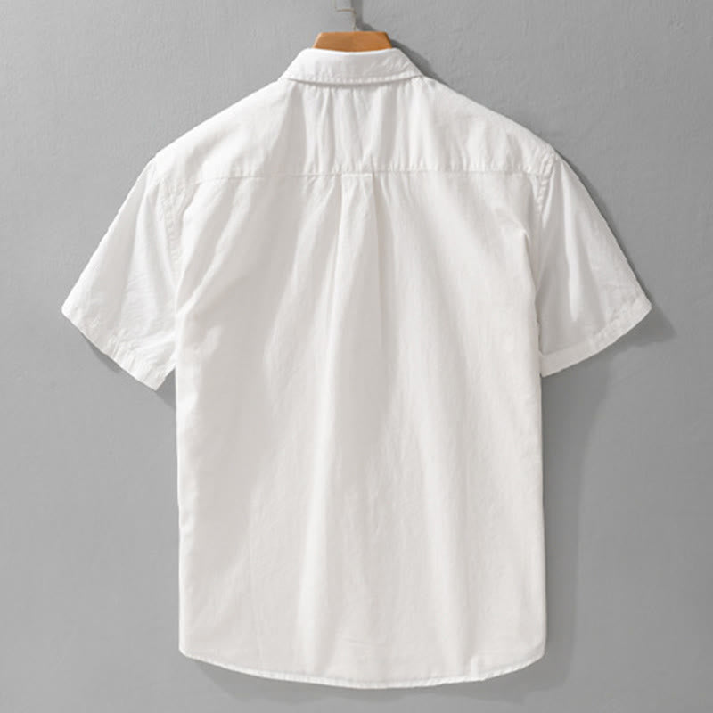 Buddha Stones Chemise d'été à manches courtes en coton pour homme, avec boutons, broderie d'oiseau et poche décorative. - image 1