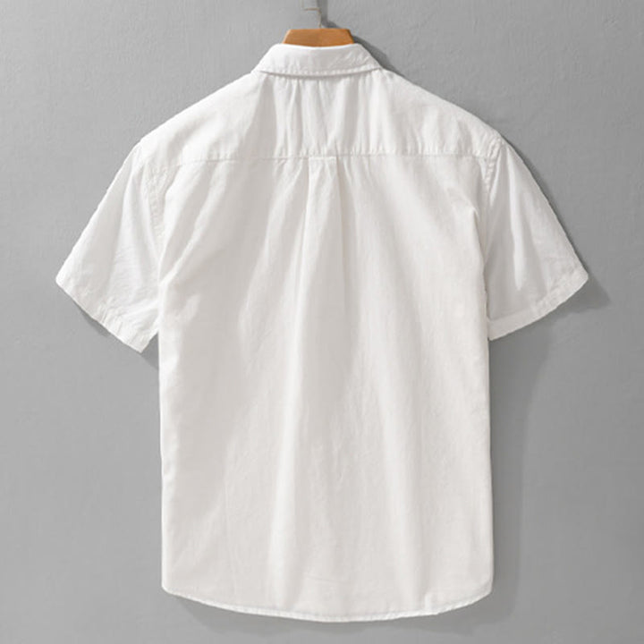 Buddha Stones Chemise d'été à manches courtes en coton pour homme, avec boutons, broderie d'oiseau et poche décorative. - image 1