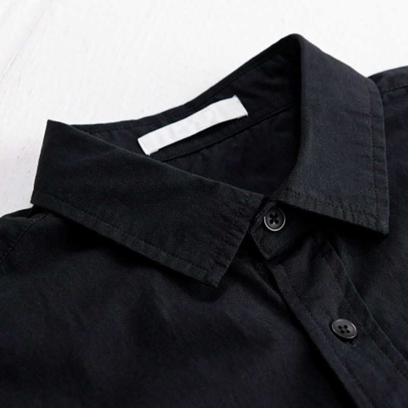 Buddha Stones Chemise d'été à manches courtes en coton pour homme, avec boutons, broderie d'oiseau et poche décorative. - image 12