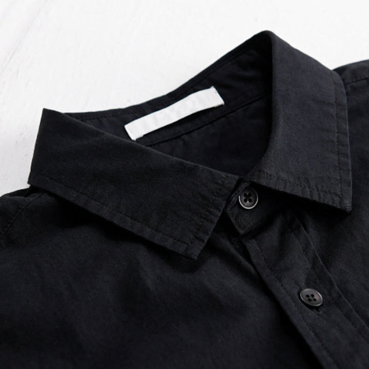 Buddha Stones Chemise d'été à manches courtes en coton pour homme, avec boutons, broderie d'oiseau et poche décorative. - image 12