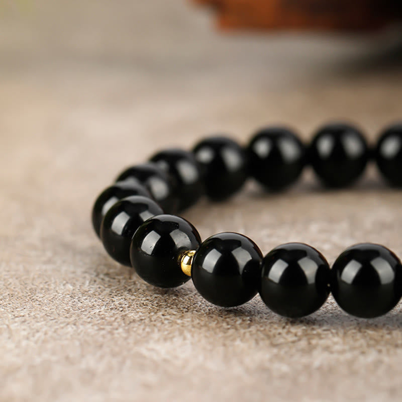 Buddha Stones Bracelet de force en obsidienne noire de l'année du Cheval - image 8