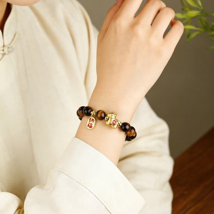 Buddha Stones Bracelet Courage Œil de Tigre Année du Cheval - image 3