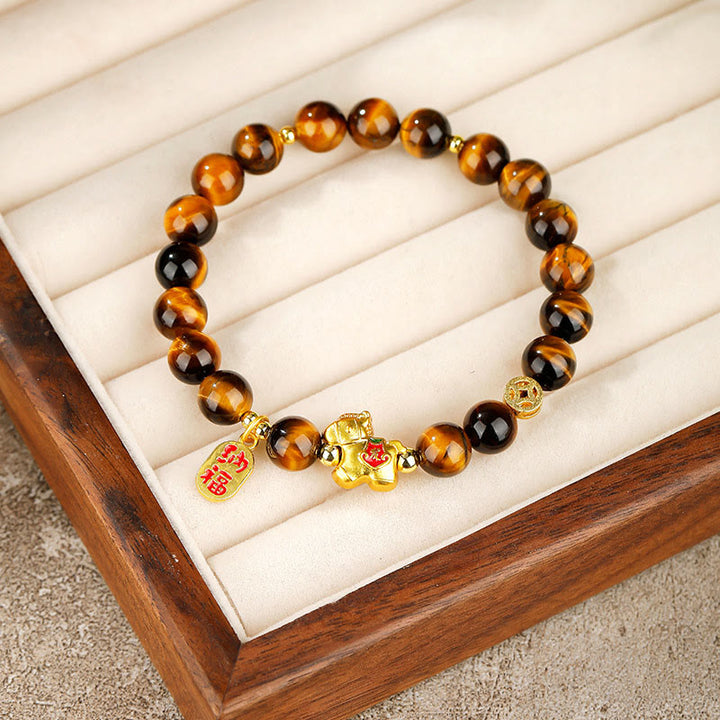 Buddha Stones Bracelet Courage Œil de Tigre Année du Cheval - image 1