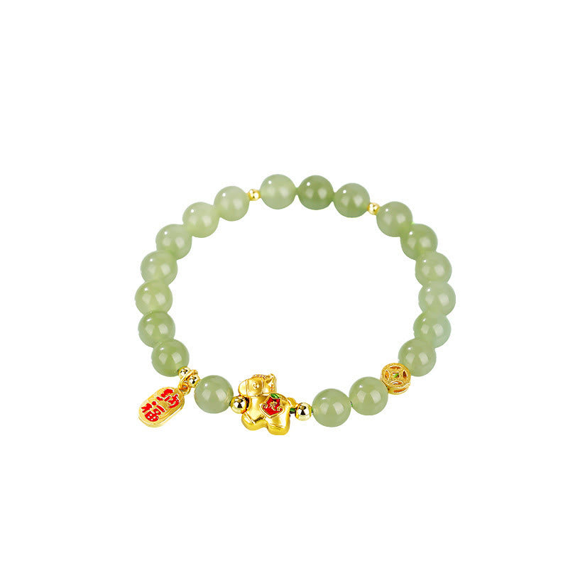 Buddha Stones Bracelet d'abondance en jade Hetian, année du Cheval - image 8