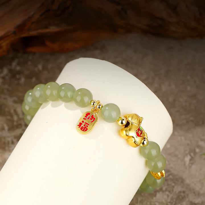 Buddha Stones Bracelet d'abondance en jade Hetian, année du Cheval - image 7