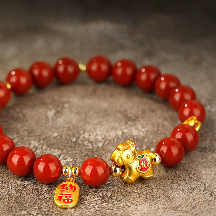 Buddha Stones Bracelet de succès en agate rouge du Sud pour l'année du Cheval - image 7