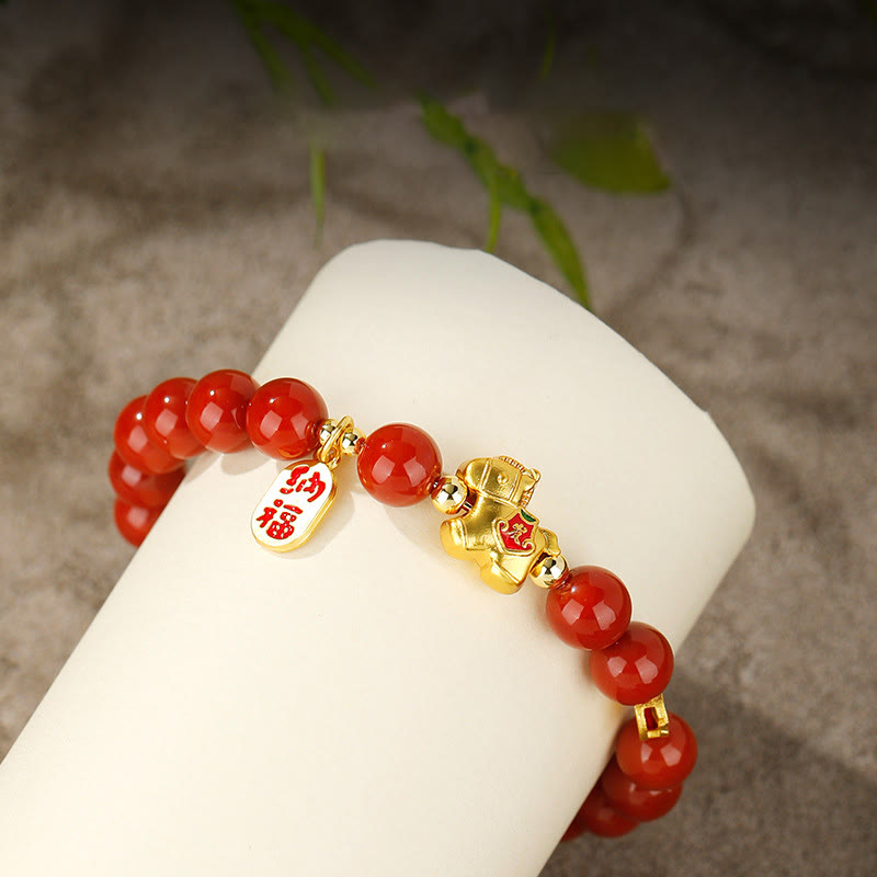 Buddha Stones Bracelet de succès en agate rouge du Sud pour l'année du Cheval - image 2