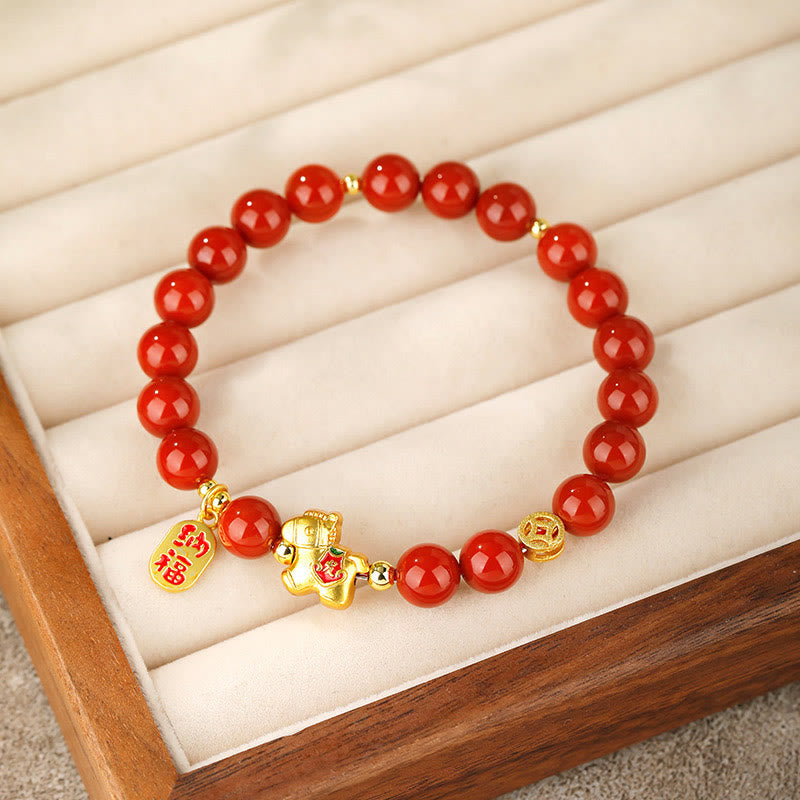 Buddha Stones Bracelet de succès en agate rouge du Sud pour l'année du Cheval - image 1