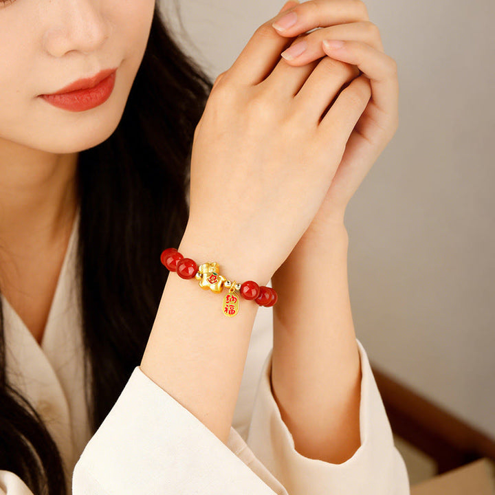 Buddha Stones Bracelet de succès en agate rouge du Sud pour l'année du Cheval - image 3