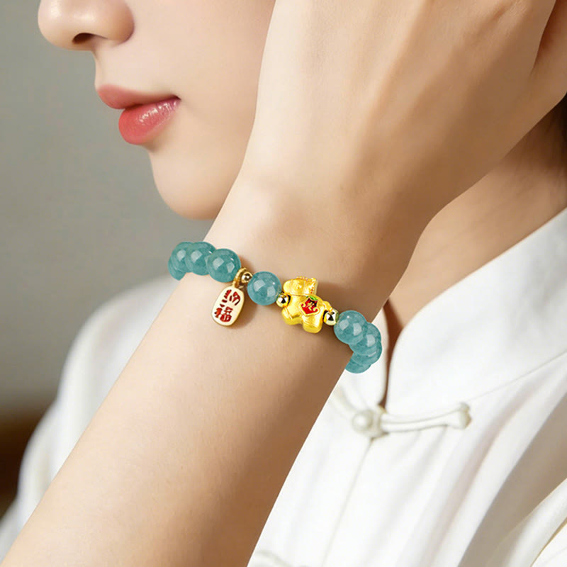 Buddha Stones Bracelet de jade de prospérité et d'abondance de l'année du Cheval - image 3
