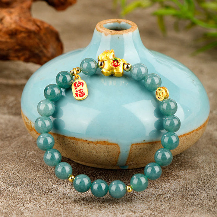 Buddha Stones Bracelet de jade de prospérité et d'abondance de l'année du Cheval - image 2