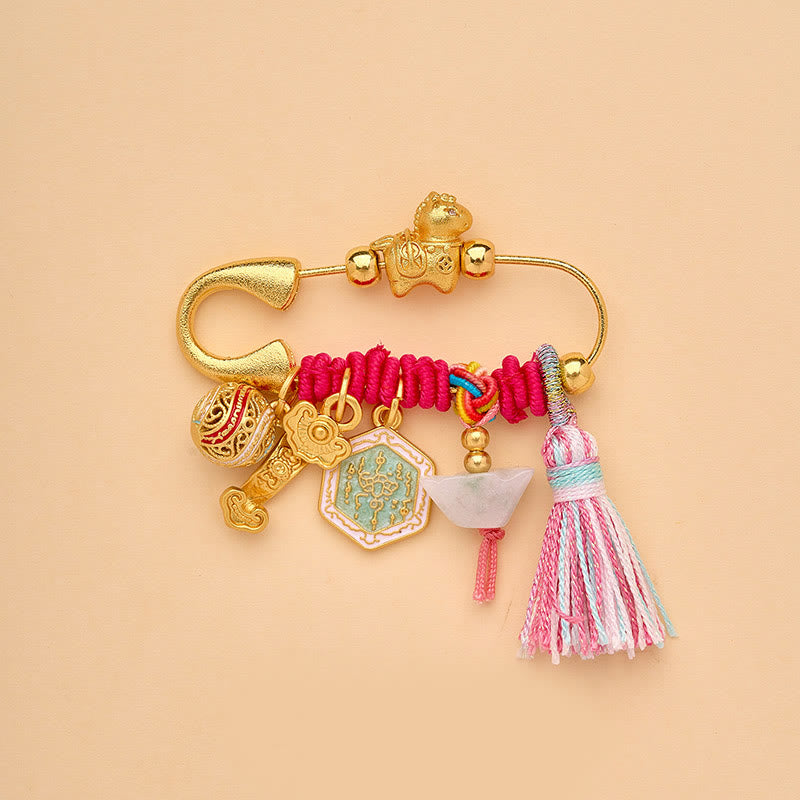 Buddha Stones Broche porte-bonheur Ruyi, symbole de l'année du Cheval, avec boucle de paix et poignée en forme de lotus. - Cheval Ruyi - image 10
