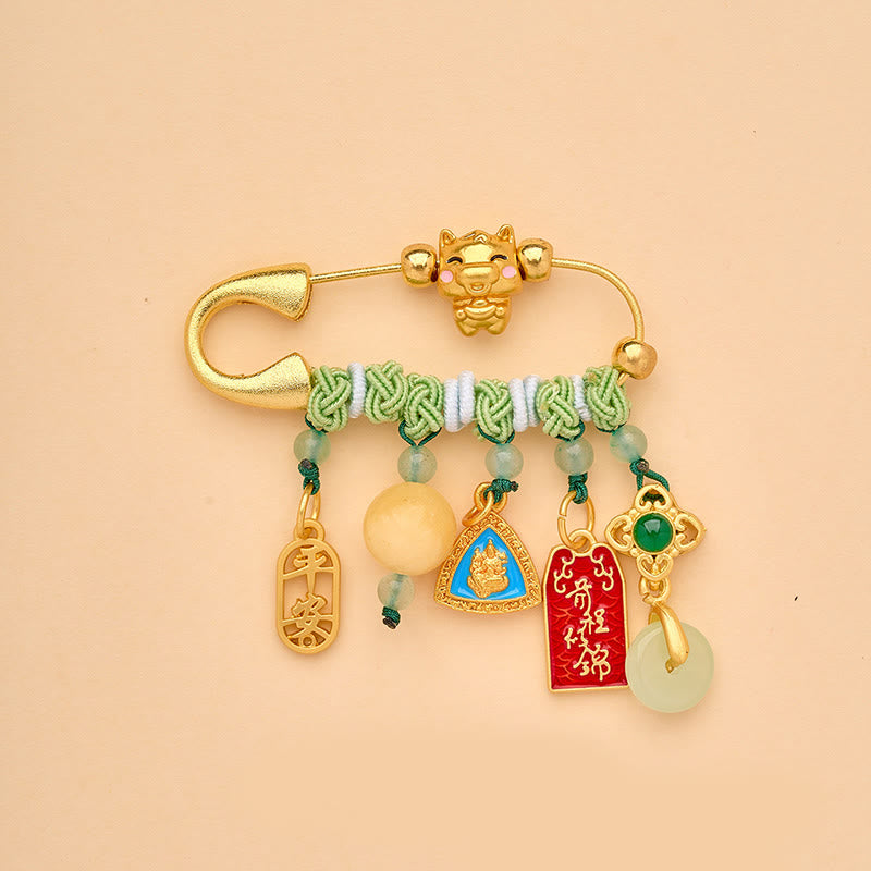 Buddha Stones Broche porte-bonheur Ruyi, symbole de l'année du Cheval, avec boucle de paix et poignée en forme de lotus. - Boucle de la paix pour un avenir sûr et radieux - image 14