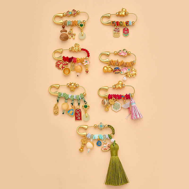 Buddha Stones Broche porte-bonheur Ruyi, symbole de l'année du Cheval, avec boucle de paix et poignée en forme de lotus. - image 16