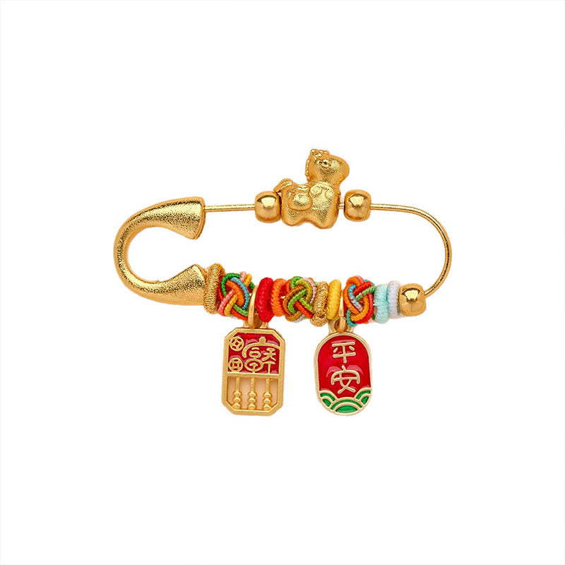 Buddha Stones Broche porte-bonheur Ruyi, symbole de l'année du Cheval, avec boucle de paix et poignée en forme de lotus. - image 3