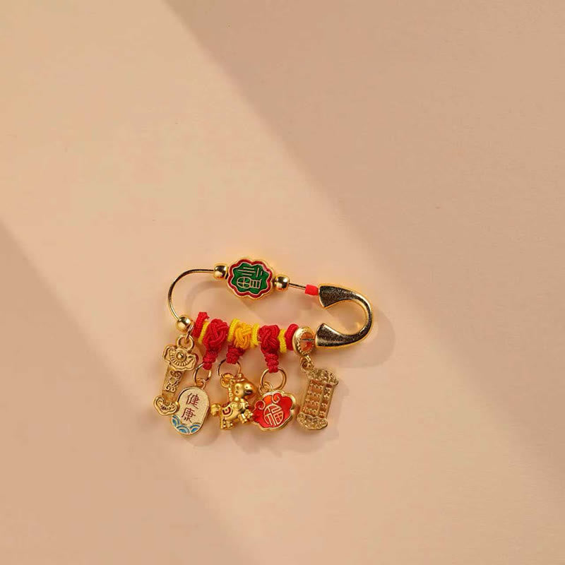 Buddha Stones Broche porte-bonheur à poignée Ruyi, symbole de longévité et de l'année du Cheval (caractère Fu). - Ruyi Fu Character Cheval en bonne santé - image 2