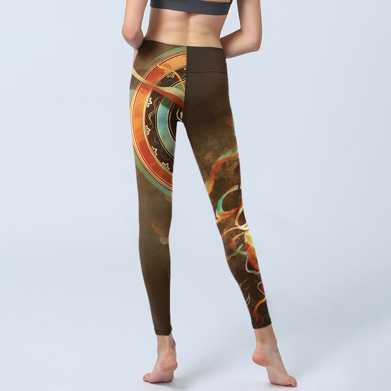 Buddha Stones Leggings de sport pour femmes, imprimé mandala Apsaras volantes de Dunhuang - image 6