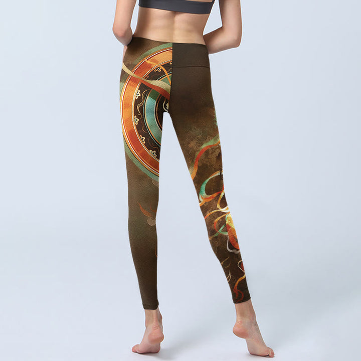 Buddha Stones Leggings de sport pour femmes, imprimé mandala Apsaras volantes de Dunhuang - image 6
