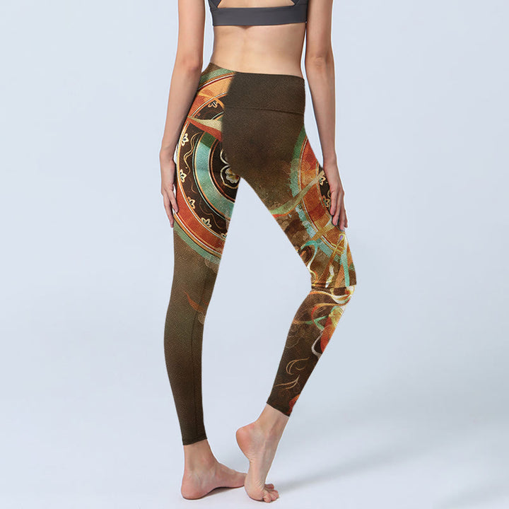 Buddha Stones Leggings de sport pour femmes, imprimé mandala Apsaras volantes de Dunhuang - image 4