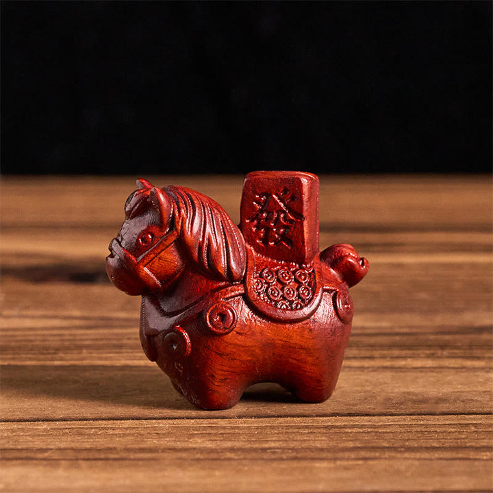 Buddha Stones Année du Cheval Devenir riche Bois de santal vert Petites feuilles Bois de santal rouge Animaux Décoration positive - Bois de santal rouge à petites feuilles (51*54*30 mm) - image 14