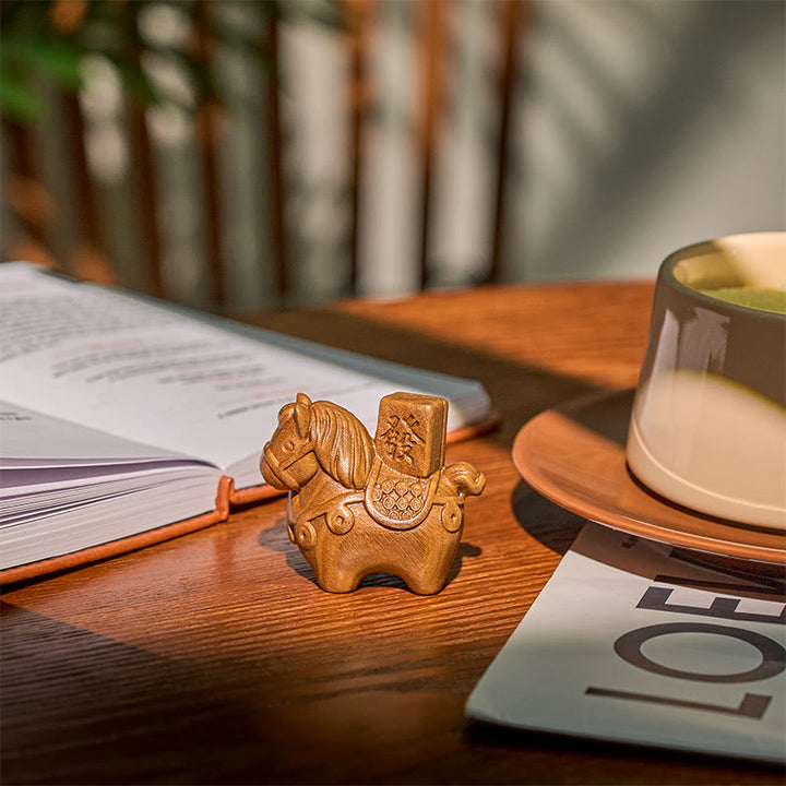Buddha Stones Année du Cheval Devenir riche Bois de santal vert Petites feuilles Bois de santal rouge Animaux Décoration positive - image 3