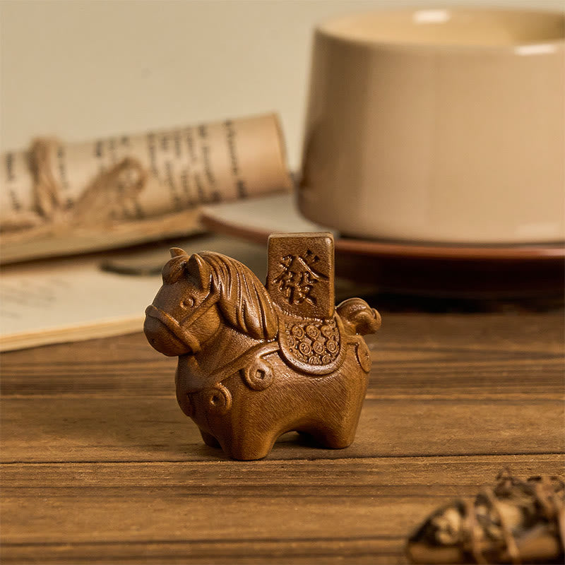 Buddha Stones Année du Cheval Devenir riche Bois de santal vert Petites feuilles Bois de santal rouge Animaux Décoration positive - image 1