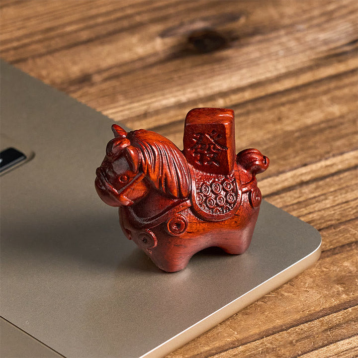 Buddha Stones Année du Cheval Devenir riche Bois de santal vert Petites feuilles Bois de santal rouge Animaux Décoration positive - image 16