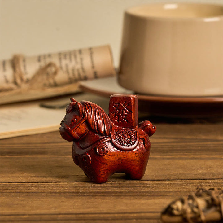 Buddha Stones Année du Cheval Devenir riche Bois de santal vert Petites feuilles Bois de santal rouge Animaux Décoration positive - image 15