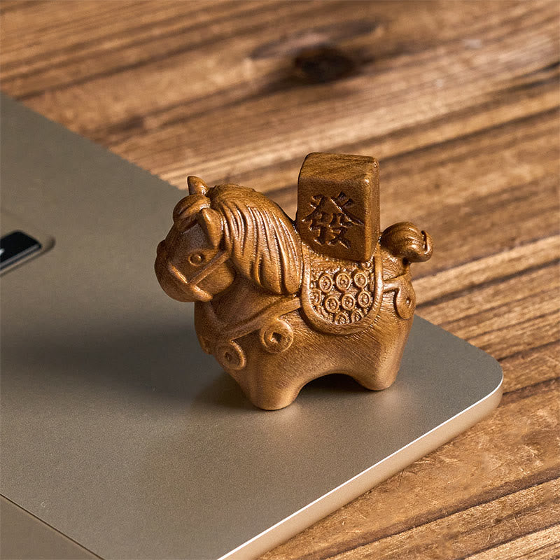 Buddha Stones Année du Cheval Devenir riche Bois de santal vert Petites feuilles Bois de santal rouge Animaux Décoration positive - image 2