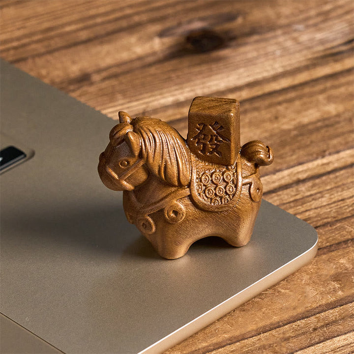 Buddha Stones Année du Cheval Devenir riche Bois de santal vert Petites feuilles Bois de santal rouge Animaux Décoration positive - image 2