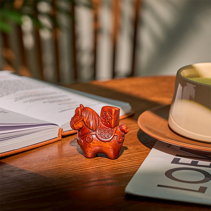 Buddha Stones Année du Cheval Devenir riche Bois de santal vert Petites feuilles Bois de santal rouge Animaux Décoration positive - image 17