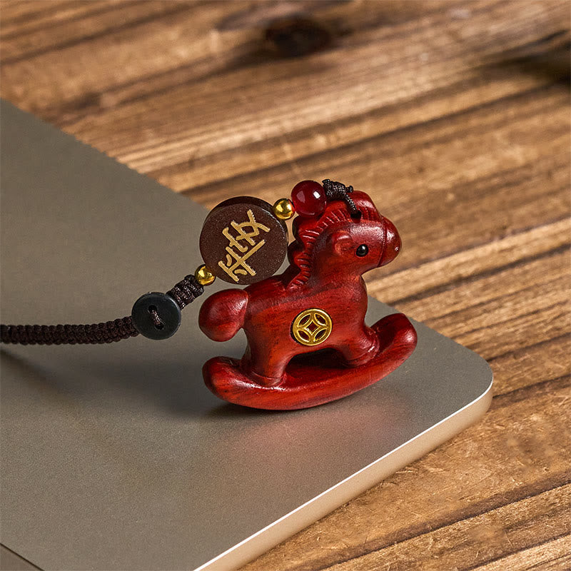 Buddha Stones Année du Cheval Arc-en-ciel Eucalyptus Petite feuille Santal rouge Bois de tilleul Ébène Porte-clés sculpté positif - image 9