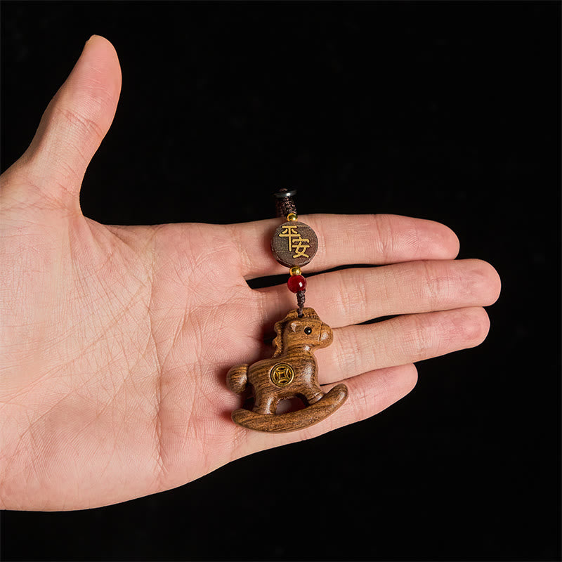 Buddha Stones Année du Cheval Arc-en-ciel Eucalyptus Petite feuille Santal rouge Bois de tilleul Ébène Porte-clés sculpté positif - image 25