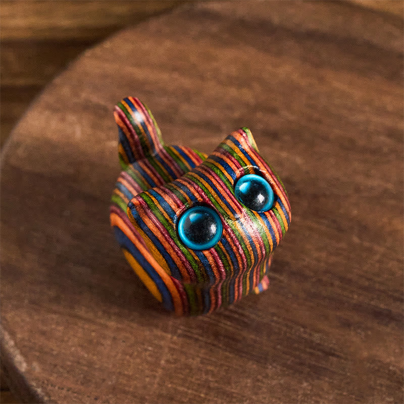 Buddha Stones sculptées, chaton mignon, eucalyptus arc-en-ciel, décoration anti-stress - Chat aux yeux bleus (3,3 x 3,2 x 2,1 cm) - image 0