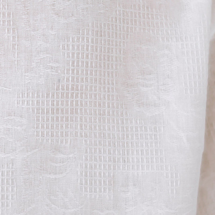 Chemise en coton pour femme, ornée de Buddha Stones jacquard, col montant à boutons brandebourg et manches trois-quarts. - image 24