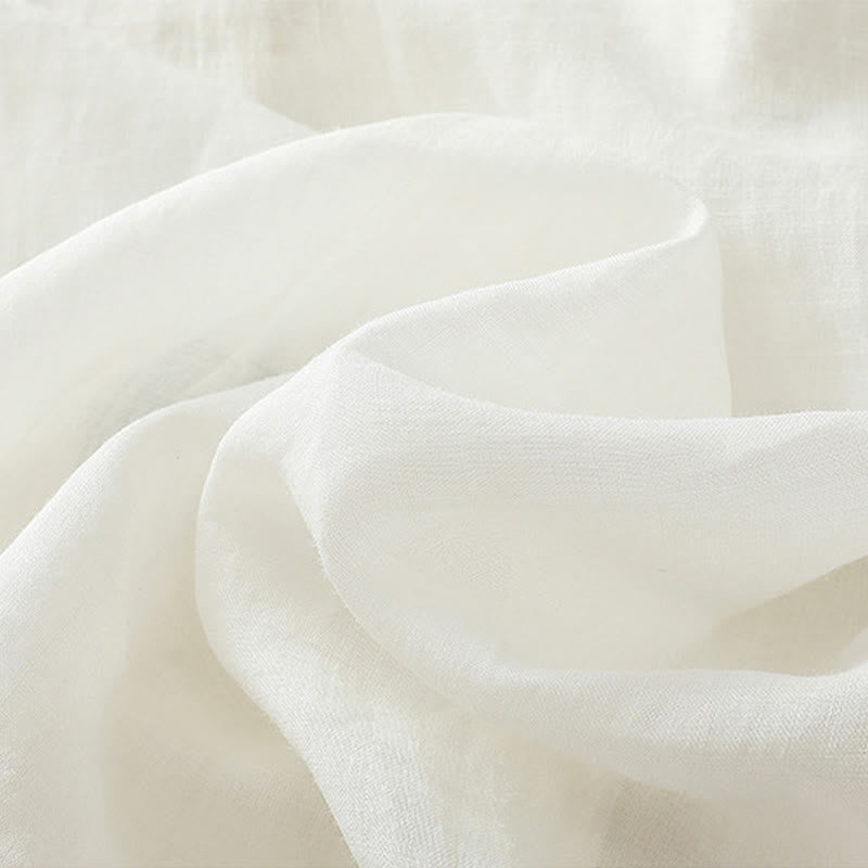 Buddha Stones Chemise en coton pour femme, ornée de broderies, à col montant et manches trois-quarts, fendue sur le côté et ornée de plis. - image 23