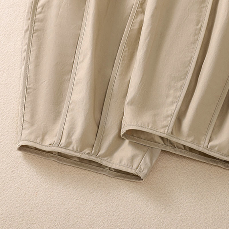 Buddha Stones Pantalon harem plissé taille haute pour femme, couleur unie, style simple, été, avec poches - image 18