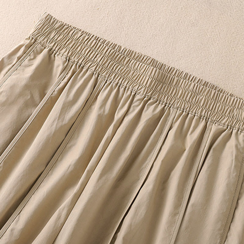 Buddha Stones Pantalon harem plissé taille haute pour femme, couleur unie, style simple, été, avec poches - image 12