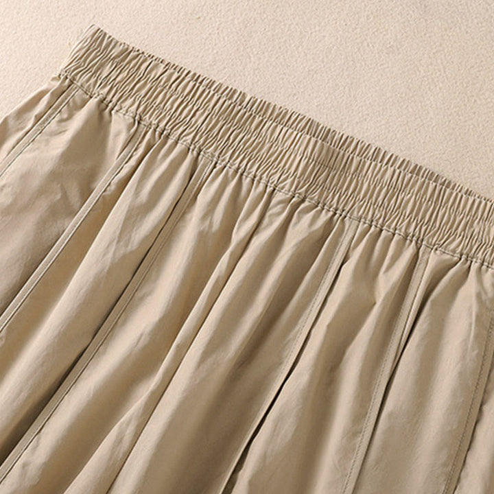 Buddha Stones Pantalon harem plissé taille haute pour femme, couleur unie, style simple, été, avec poches - image 12