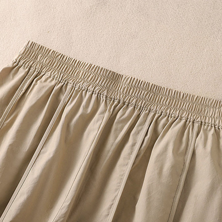 Buddha Stones Pantalon harem plissé taille haute pour femme, couleur unie, style simple, été, avec poches - image 11