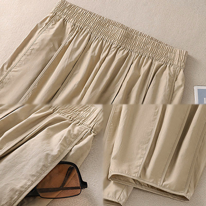 Buddha Stones Pantalon harem plissé taille haute pour femme, couleur unie, style simple, été, avec poches - image 20