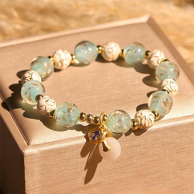 Bracelet de bénédiction en verre Liuli bleu et Buddha Stones - Verre Liuli (Tour de poignet : 15-16 cm) - image 0