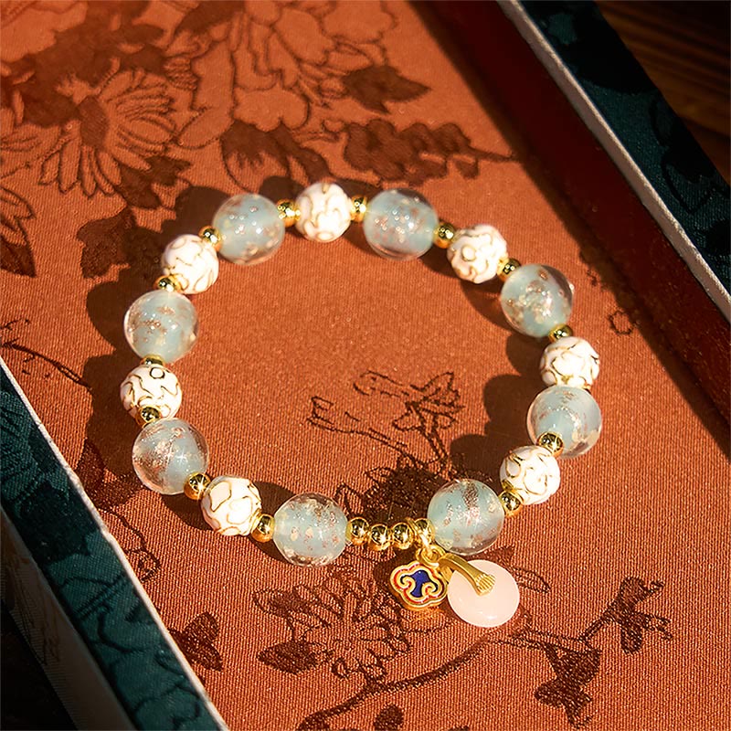 Bracelet de bénédiction en verre Liuli bleu et Buddha Stones - image 2