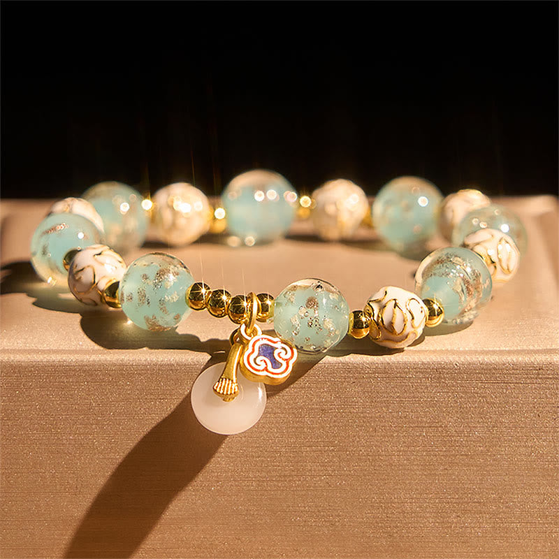 Bracelet de bénédiction en verre Liuli bleu et Buddha Stones - image 1