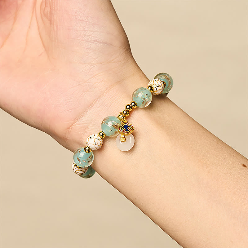 Bracelet de bénédiction en verre Liuli bleu et Buddha Stones - image 4