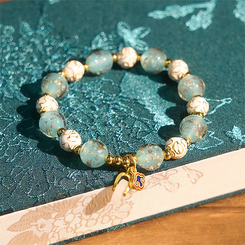 Bracelet de bénédiction en verre Liuli bleu et Buddha Stones - image 3