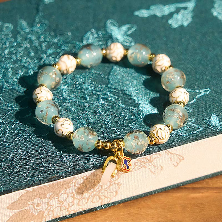 Bracelet de bénédiction en verre Liuli bleu et Buddha Stones - image 3