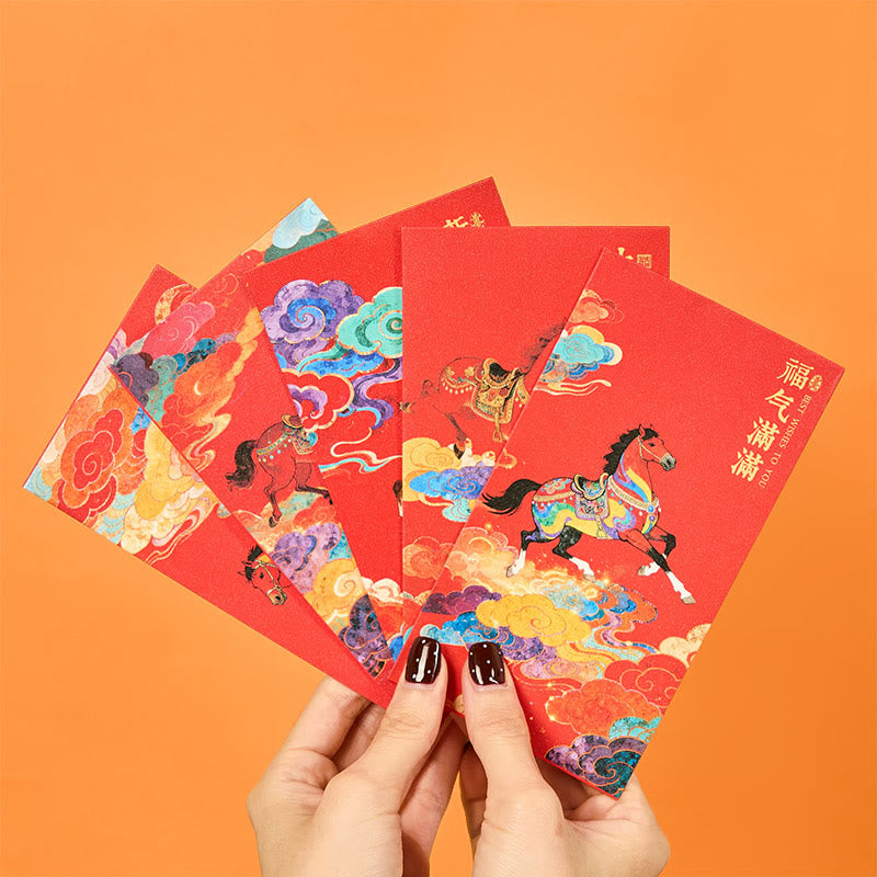Buddha Stones Année du Cheval 2026 Bénédictions du Nouvel An 6 pièces Enveloppe rouge chinoise - image 0