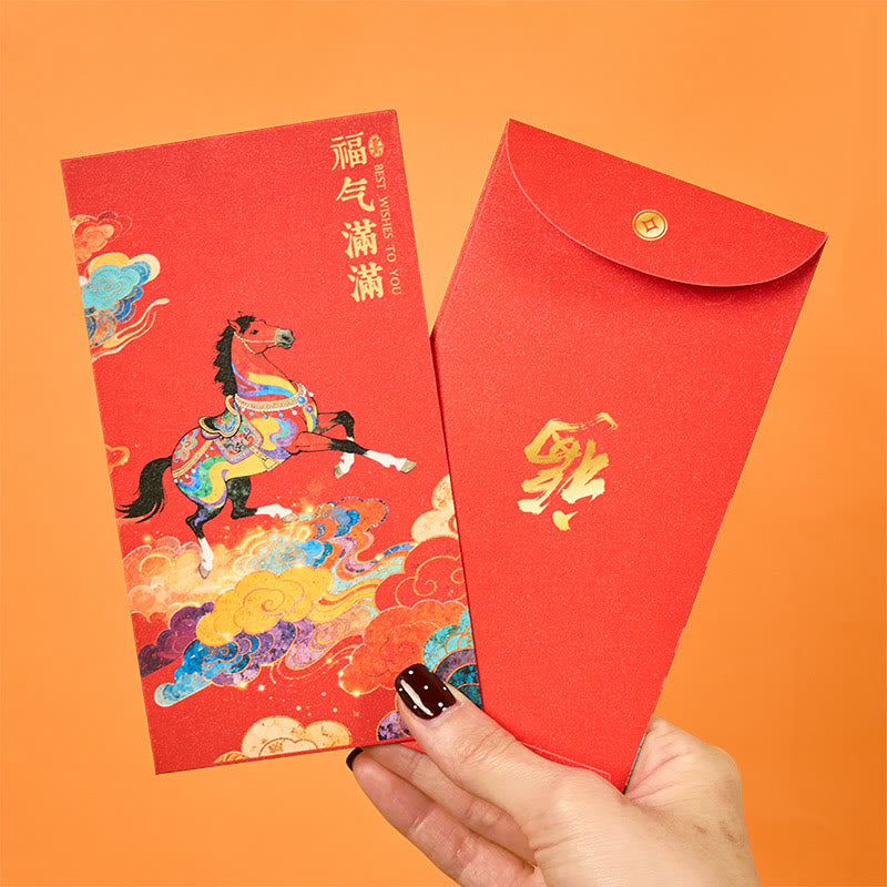 Buddha Stones Année du Cheval 2026 Bénédictions du Nouvel An 6 pièces Enveloppe rouge chinoise - image 3